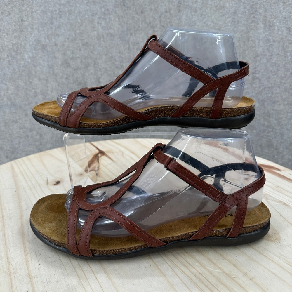 Naot Dorith Sandal Womens 10 Chestnut Brown Leather Strappy Flat Gladiator